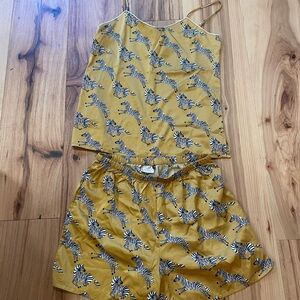 Mustard Zebra Print Women's Pajama Set